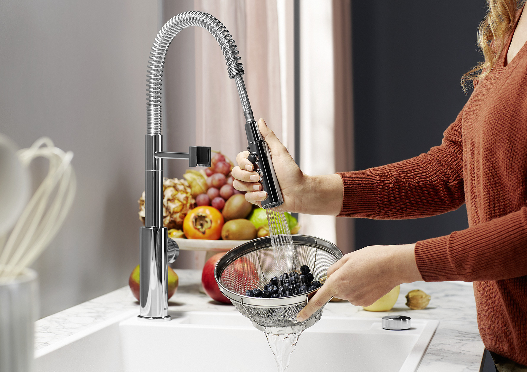 a BLANCO stainless steel kitchen tap
